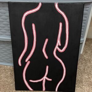 Abstract Black and Pink Canvas Art